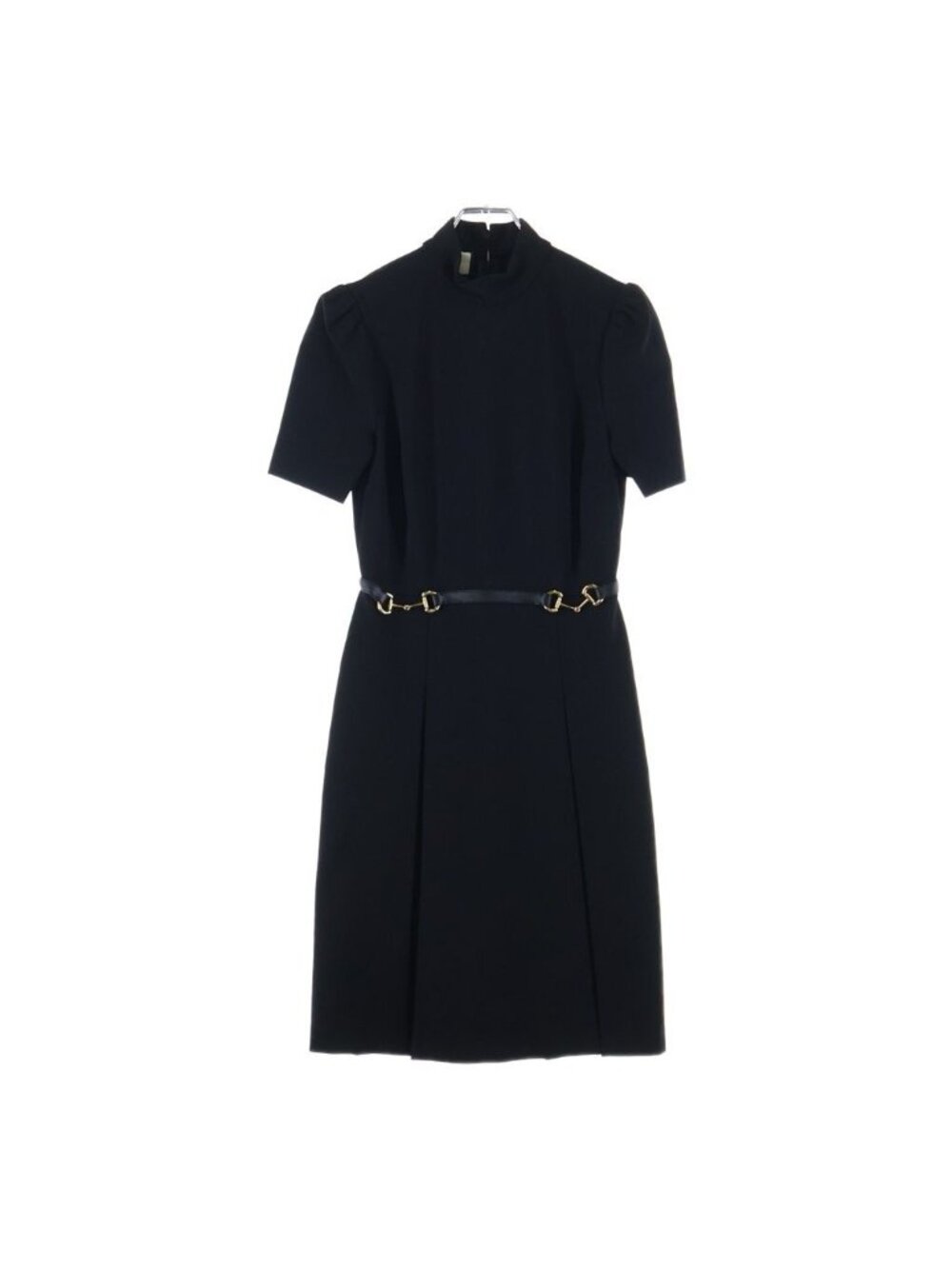 Gucci Horsebid High Neck Short Sleeve Back Zip Dress Black